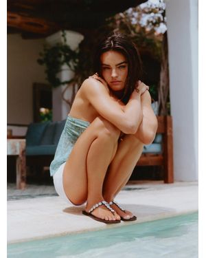 Pull&Bear Platte Sandalen Met Knopen - Grijs