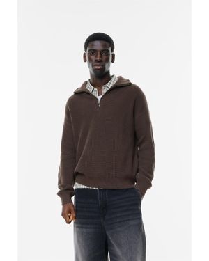 Pull&Bear Pullover Con Collo Con Cerniera - Marrone