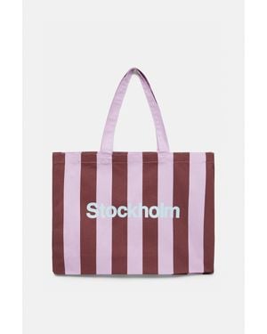 Pull&Bear Tote Bag A Righe Città - Rosso