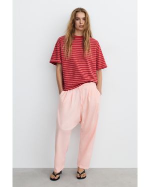 Pull&Bear Pantaloni Baggy Da Gaucho Con Cordoncino - Rosso