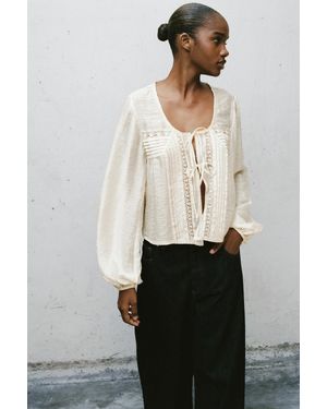 Pull&Bear Blouse Dentelle Et Nouettes - Noir