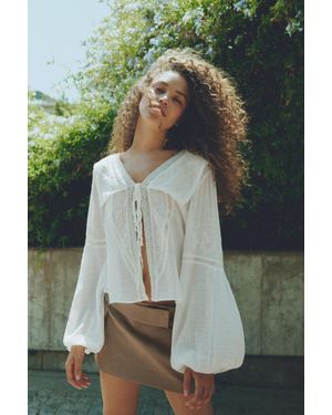 Pull&Bear Blouse Blanche À Dentelle - Vert