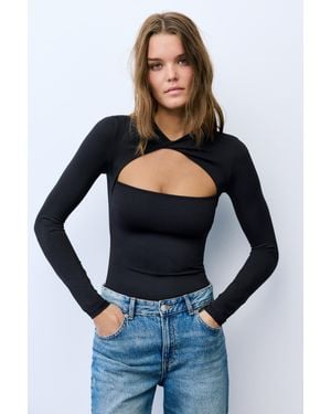 Pull&Bear Body Con Scollo Cut Out - Blu