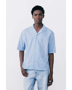 Pull&Bear Camicia A Maniche Corte A Righe - Blu