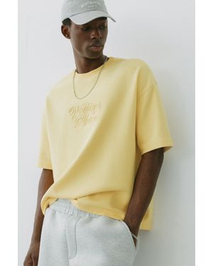 Pull&Bear Sweater Met Korte Mouw En Tekst - Geel
