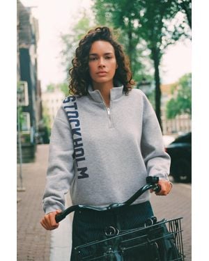 Pull&Bear Sweat Stockholm Col Zippé - Gris