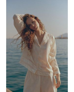 Pull&Bear Blouse Met Bloemenborduursel - Grijs