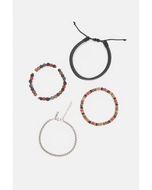 Pull&Bear Pack 4 Bracciali Con Perline - Bianco