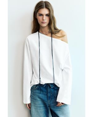 Pull&Bear Asymmetrisch Oversized T-Shirt - Wit
