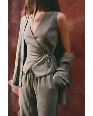 Pull&Bear Rustiek Gilet Van Linnenmix - Groen
