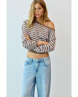 Pull&Bear Trui Met Asymmetrische Hals - Blauw