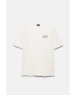 Pull&Bear Felpa A Maniche Corte Ricamata - Neutro