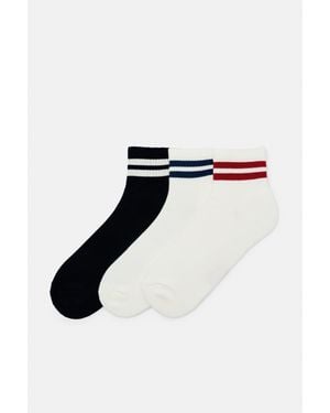 Pull&Bear Set 3 Paia Di Calzini A Righe - Nero