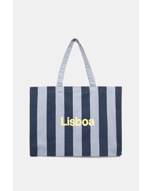 Pull&Bear Tote Bag A Righe Città - Blu