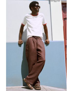 Pull&Bear Pantaloni Jogger 100% Lino - Marrone