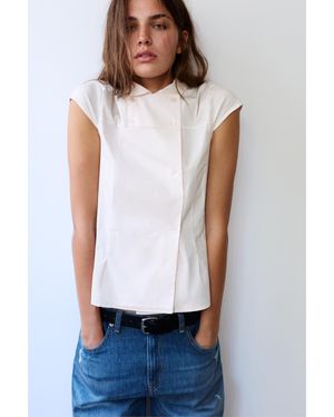 Pull&Bear Chemise Col Claudine - Blanc