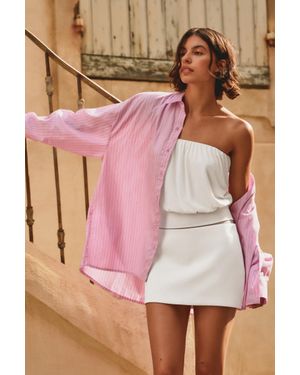 Pull&Bear Oversized Gestreept Overhemd - Roze