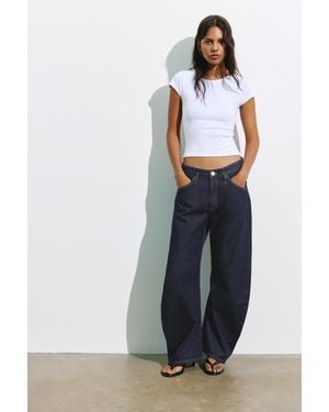 Pull&Bear Jean Barrel Taille Basse - Bleu