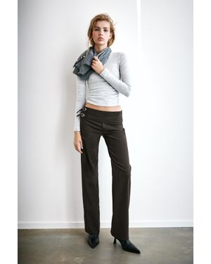 Pull&Bear Rechte Pantalon Met Dubbele Gesp - Grijs