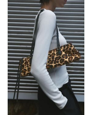 Pull&Bear Schoudertas Van Leer Met Dierenprint - Grijs