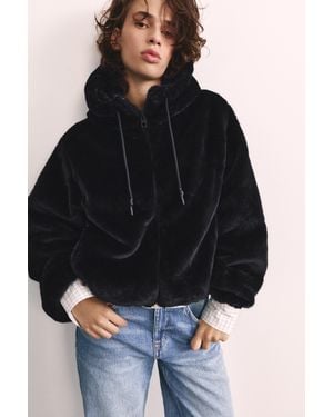 Pull&Bear Jack Van Imitatiebont Met Capuchon - Blauw