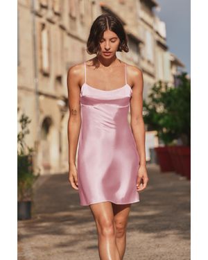 Pull&Bear Korte Zijdeachtige Jurk Met Bandjes - Bruin