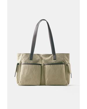Pull&Bear Borsa Shopper Multipocket - Neutro