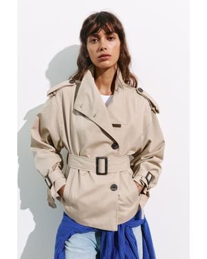 Pull&Bear Korte Gabardine Met Ceintuur - Naturel