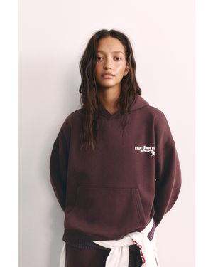 Pull&Bear Sweat À Capuche Imprimé - Violet