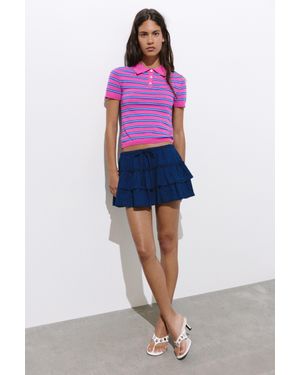 Pull&Bear Denim Broekrok Met Volants - Roze