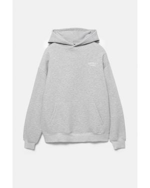 Pull&Bear Felpa Con Cappuccio Grigio Grafica