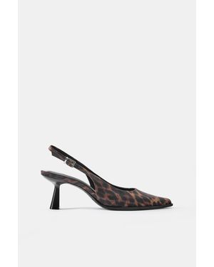 Pull&Bear Scarpe Slingback Con Tacco Leopardate - Bianco