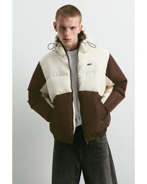 Pull&Bear Blouson Matelassé À Panneaux - Marron