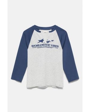 Pull&Bear T-Shirt Manches Raglan À Motif - Bleu
