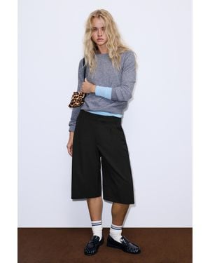 Pull&Bear Pantaloncini Eleganti Tailored Fit Con Pieghe - Bianco