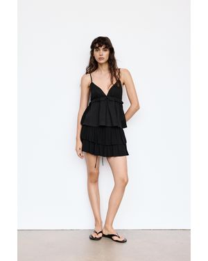 Pull&Bear Broekrok Met Volant - Zwart