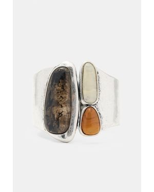 Pull&Bear Bracciale Rigido Con Pietre - Bianco