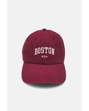 Pull&Bear Cappello Con Ricamo Boston - Rosso