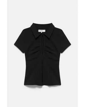 Pull&Bear Top Manches Courtes Découpé - Noir