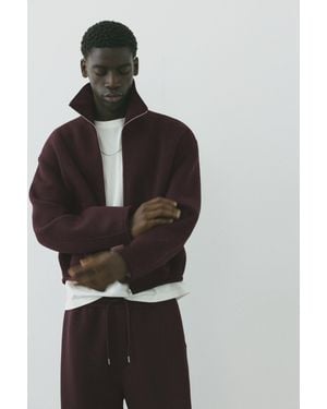 Pull&Bear Giacca Con Cerniera Effetto Neoprene - Grigio