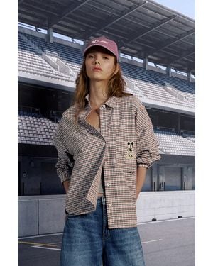 Pull&Bear Camicia A Quadri Disney X F1 Mickey - Grigio