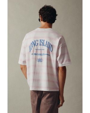 Pull&Bear Gestreept T-Shirt Met Nyc-Print - Meerkleurig