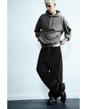 Pull&Bear Pantalon Baggy En Velours Côtelé - Noir