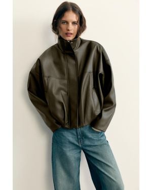 Pull&Bear Blouson Bouffant En Similicuir - Vert