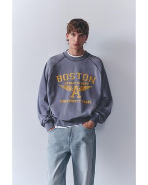 Pull&Bear Sweat Col Rond Boston - Bleu
