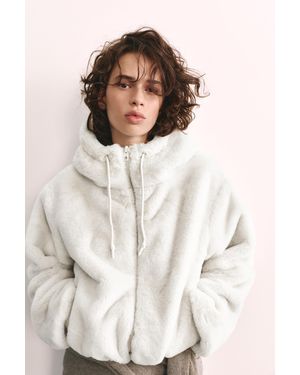 Pull&Bear Jack Van Imitatiebont Met Capuchon - Wit