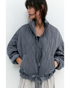 Pull&Bear Gewatteerd Jack Met Opstaande Kraag - Groen