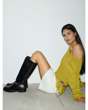 Pull&Bear Bottes Hautes Plates À Boucle - Rouge