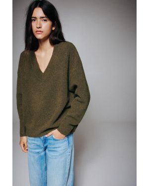 Pull&Bear Pull Boxy Col En V - Vert