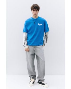 Pull&Bear Maglietta Con Grafica Creative Realms - Blu
